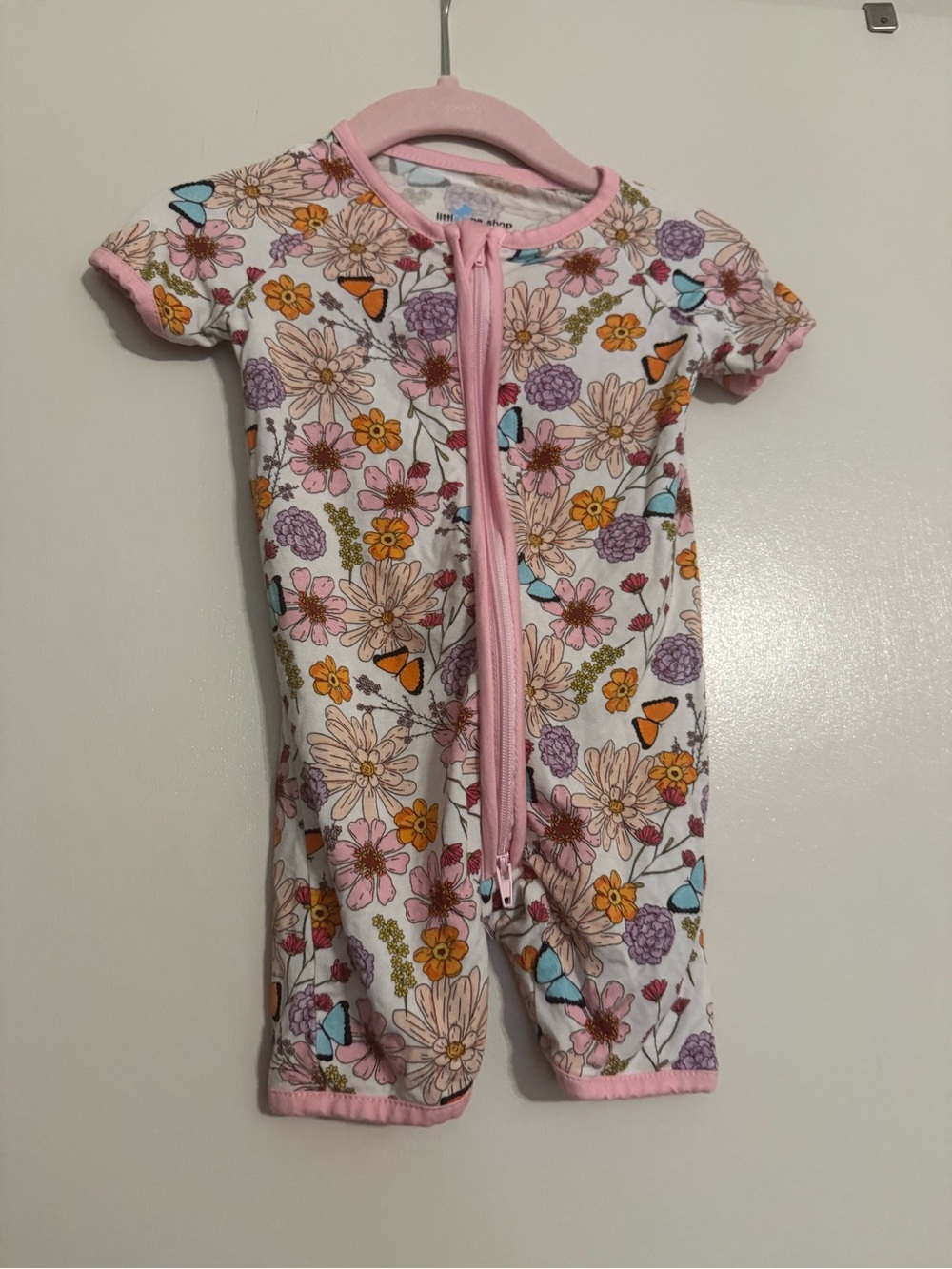 Pink Floral & Butterfly Baby One-Piece Romper